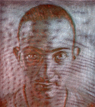 Acrylic painting 2 nylon net screens, 35.5 x 40 cm, 1998.